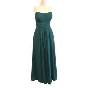 Bill Levkoff Green Strapless Chiffon Gown Petite Length